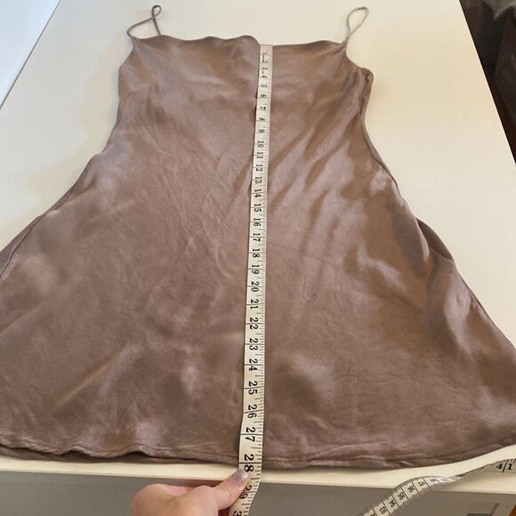 Zara Taupe Rhinestone Strap Mini Slip Dress Size Small - Picture 14 of 15